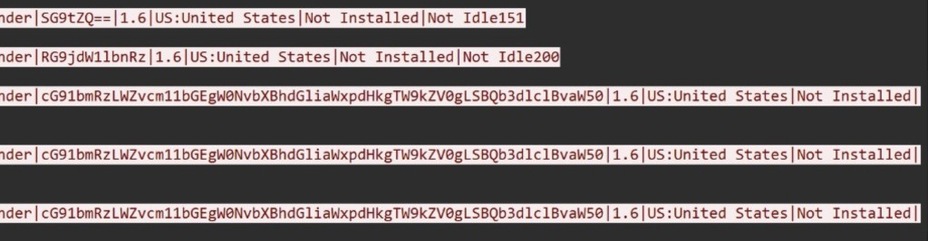TCP stream showing Not Idle status and Base64 encoded strings